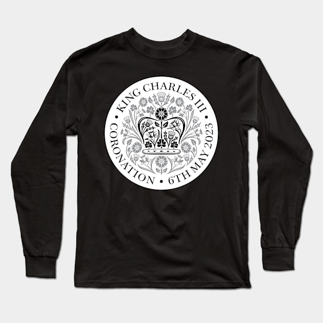 King Charles III Official Coronation Emblem Black and Grey Long Sleeve T-Shirt by NattyDesigns